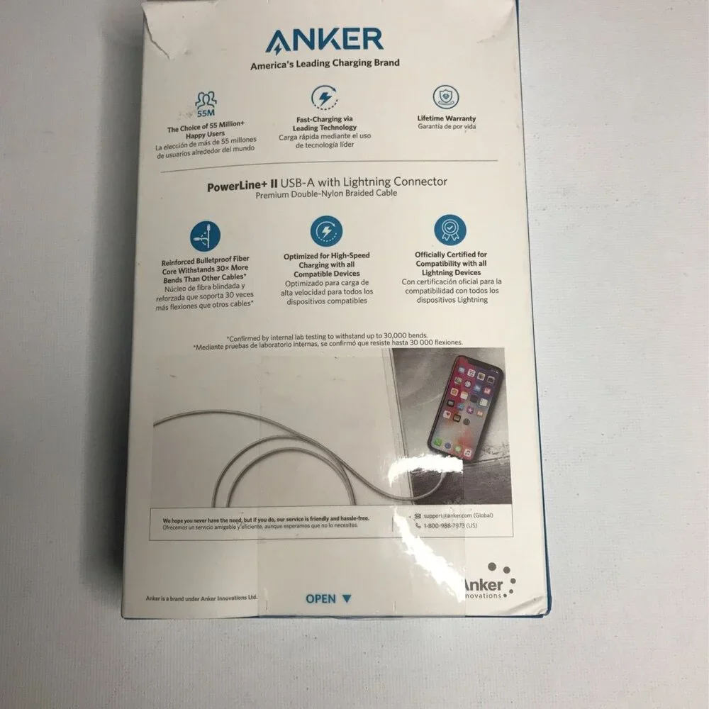 Anker Powerline+ II USB-A With Lightning Connector 6FT - Silver - BRAND NEW